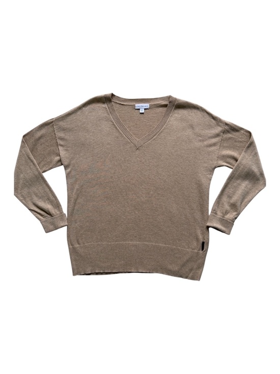 Calvin Klein Jeans Sweaters - CALVIN KLEIN |  V-Neck Oversized Tan Long Sleeve Sweater Sz M